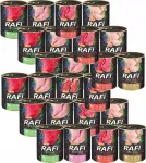 &Scaron;unų maistas RAFI, įvairūs skoniai, 24 x 800 g