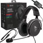 Žaidimų ausinės SAVIO Nexus On-Ear su nuimamu mikrofonu, 2,2 m, stereo