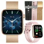 I&scaron;manusis moteri&scaron;kas laikrodis su AMOLED ekranu, Bluetooth skambinimu ir &scaron;irdies ritmo stebėjimu, 3 apyrankės