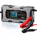 Akumuliatoriaus įkroviklis Qoltec 12V 10A su LCD, tinkamas LiFePO4, AGM, GEL, REPAIR