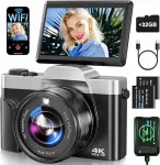 Skaitmeninis fotoaparatas VAHOIALD DC103 4K 64MP su WiFi, 3 colių 180&deg; ekranu