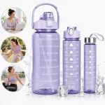 Vandens butelių rinkinys su &scaron;iaudeliais 2L 900ml 300ml sportui