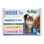 &Scaron;lapių kačių pa&scaron;aro rinkinys PERFECT FIT Indoor 1+, įvairūs skoniai, 4 x 85 g