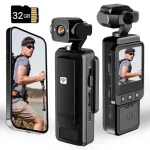 Sportinė kamera 360, 1080P FHD, 32 GB, su pasukama konstrukcija, ne&scaron;iojama vlogų kamera