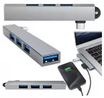 USB-C &scaron;akotuvas, 4 USB-A 2.0/3.0 jungtys, pilkas