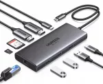 USB-C stotelė UGREEN REVODOK 10 viename, 2x HDMI 4K 60Hz, 8K, PD 100W