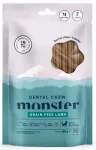 &Scaron;unų dantų priežiūros skanėstai Monster Dog su ėriena, vidutinio dydžio veislėms, 7 vnt., 180 g