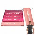 Atsparumo gumų rinkinys, 5 vnt., su dėklu, Marbo Sport, rožinės