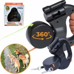 Automatinis 3 m ilgio dvigubas juodas Oh!dog pavadėlis dviem &scaron;unims