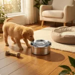 Nerūdijančio plieno dubenėlis mažiems augintiniams su plūduriuojančiu įdėklu, Dolphin