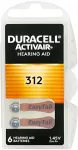 Klausos aparato baterijos DURACELL 312 ActivAir PR41, 6 vnt.