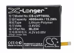 Atsarginė baterija Lenovo A5000 DUAL / BL234, 4000 mAh, ličio polimerų, 3.8 V