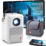 Ne&scaron;iojamas projektorius M1, LED, Full HD, su dėklu, Bluetooth ir ekranu