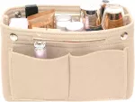 Veltinio krep&scaron;io organizatorius, 24x8x15 cm, 9 skyreliai, smėlio spalvos
