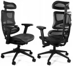 Biuro kėdė ERGOTECH, juoda, ergonomi&scaron;ka, reguliuojama, pasukama