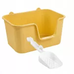 Katinų tualetas su semtuvėliu, atvira geltona XL dėžė