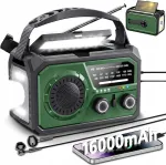 Ne&scaron;iojama saulės radija su rankena, žibintuvėliu ir 2000mAh baterija, IPX3