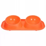 Plastikinis oranžinis dvigubas dubenėlis augintiniams su neslystančiu pagrindu