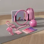 Pilates žiedas ir treniruočių juostos rinkinys, rožinis, SET 1