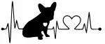 Automobilio lipdukas be fono &bdquo;ECG French Bulldog&ldquo; su &scaron;irdimi, 10 x 23,4 cm