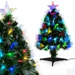 Dirbtinė kalėdinė eglutė su LED, 60 cm, spalvota, su žvaigžde ir stoveliu