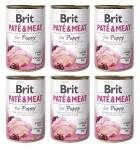 &Scaron;unų konservai Brit Pate Meat, 6 x 400 g, vi&scaron;tiena ir kalakutiena, &scaron;uniukams