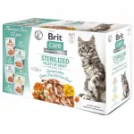 Drėgnas kačių ėdalas BRIT CARE BOX STERILIZED, įvairių skonių, 12 x 85 g