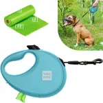 Automatinis pavadėlis &scaron;unims su at&scaron;vaitu ir mai&scaron;elių dėklu, M, iki 20 kg