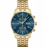 Vyri&scaron;kas laikrodis Hugo Boss 1513841, auksinė apyrankė, mėlynas ciferblatas, 42 mm, dėžutė