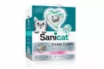 Katinų kraikas SANICAT Strong Clumps, baltas, su kūdikių pudros kvapu, 10 l