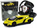 Nuotoliniu būdu valdomas Lamborghini Veneno geltonas automobilis, 2,4 G, su vairo pultu ir garso funkcija