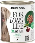 &Scaron;unų ėdalas JohnDog For Long Life, ver&scaron;iena ir burokėliai, 800 g