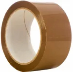 Ruda pakavimo juosta, natūralaus kaučiuko klijai, 48 mm x 66 m
