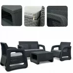 Lauko baldų komplektas i&scaron; ratano: stalas, sofa, 2 krėslai, 4 dalių