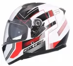 Motociklininko &scaron;almas Shiro SH-667, baltas/raudonas, L dydis, su sertifikatu