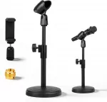 Mikrofono stovas, 26&ndash;36 cm, su 3-in-1 telefono laikikliu, 5/8" ir 3/8" sriegiai