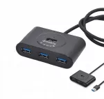 USB &scaron;akotuvas, 4&times; USB 3.0, 5 Gb/s, 0,3 m, juodas, Power+