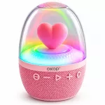 Bluetooth kolonėlė su LED RGB &scaron;irdelės formos naktine lempa, rožinė