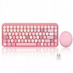 Belaidė klaviatūra ir pelė Perixx PERIDUO-713, mini, rožinė, AZERTY
