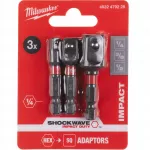 Adapterių rinkinys Milwaukee 1/4", 1/2", 3/8", 3 vnt., 4932479228