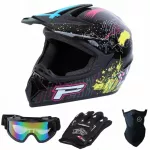 Motociklininko &scaron;almas Enduro Cross su akiniais, pir&scaron;tinėmis, kauke, dydis L