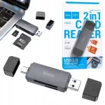 Atminties kortelių skaitytuvas HOCO 2in1 USB-A ir USB-C, Micro SD/SDHC, 3.0, greitas