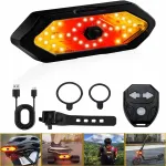 Dviračio žibintų rinkinys LED, priekinis ir galinis, su posūkio signalais, USB-C įkrovimas