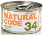 Drėgnas kačių ėdalas Natural Code 34, tunas su kiviais žele, 85 g