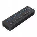 USB &scaron;akotuvas CT2U3-10AB su jungikliais, 10x USB-A, juodas