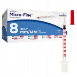 Insulino &scaron;virk&scaron;tai su adata 1 ml U-40 G30 0,30 x 8 mm, 100 vnt.