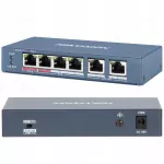 Komutatorius HikVision DS-3E0106HP-E, 6 prievadų, 4 PoE