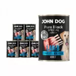 &Scaron;unų konservai John Dog Pure Black Special Edition su ėriena, 6 x 400 g