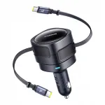 Automobilinis įkroviklis Baseus, 2 USB-C laidai, 60 W, juodas