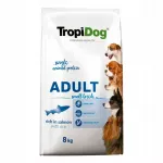 Sausas pa&scaron;aras mažų veislių suaugusiems &scaron;unims TropiDog Premium su la&scaron;i&scaron;a, 8 kg